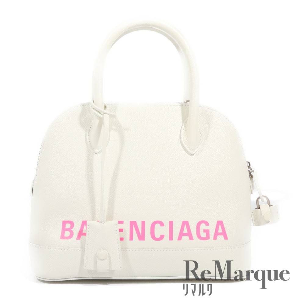 BALENCIAGA Ville Top Handle Leather Handbag White